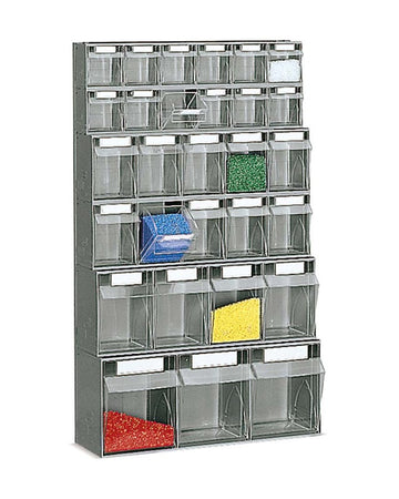 Scaffale a parete in plastica con cassetti portaminuteria cm. 60x22,4x100h