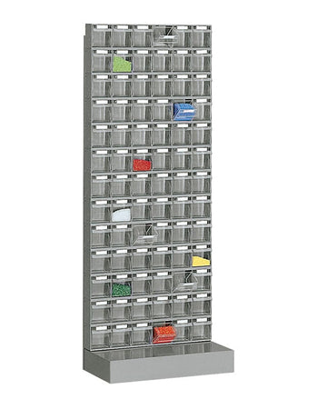 Scaffale in polipropilene con base composta da cassetti trasparenti per minuterie cm. 60x32,5x155,6h