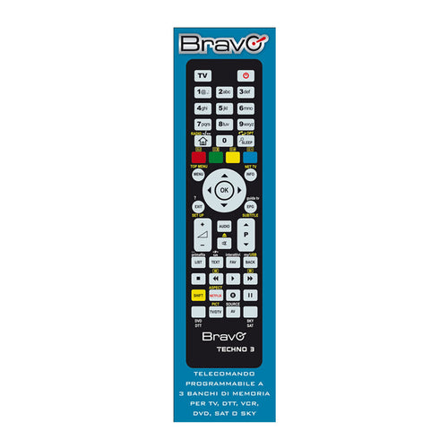 BRAVO TECHNO 3 (92602666) - TELECOMANDO PROGRAMMABILE A 3 BANCHI DI MEMORIA PER TV / VCR / DVD PLAYER / DTT / SKY