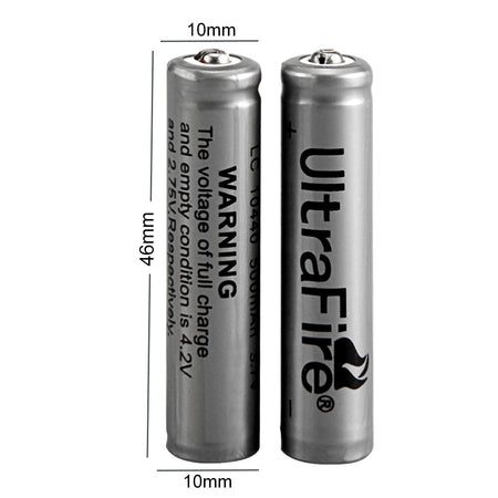 Pila 10440 Batteria 3.7V 500mAh Litio Ricaricabile SOFTAIR Torce Ministilo TESTA PIATTA