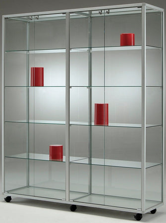 Vetrina da esposizione con ripiani regolabili e top in cristallo cm. 154x41,5x183,5h