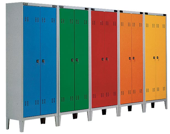 Armadietto spogliatoio con tramezza sporco/pulito a 2 posti monoblocco cm. 80x47x180h