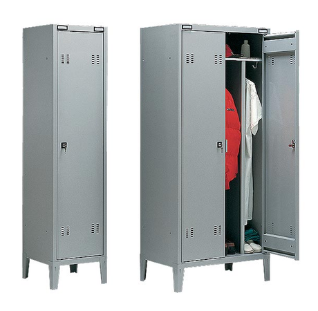 Armadio spogliatoio di metallo monoblocco con tramezza sporco/pulito a 3 posti cm. 117x47x180h