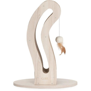 Tiragraffi per gatti - CATIT - Pixi Cat Tail - Con pallina in tessuto e piuma - Effetto rovere naturale