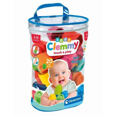 Clementoni - Clemmy Baby - Busta da 20 cubetti morbidi - Misti - Dai 9 mesi - Il cubo morbido garantisce sicurezza ed è utilizzabile su Mac