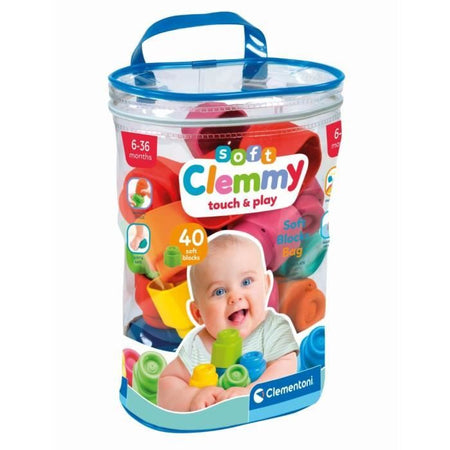 Clementoni - Clemmy Baby - Busta da 40 cubetti morbidi - Misti - Dai 9 mesi - Il cubo morbido garantisce sicurezza ed è utilizzabile su Mac