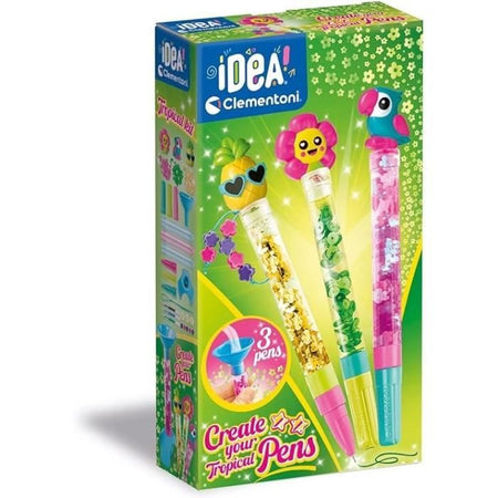 Clementoni - Crea le tue penne - Mini laboratorio penne - Tema tropicale - 3 da creare - Dai 6 anni in su