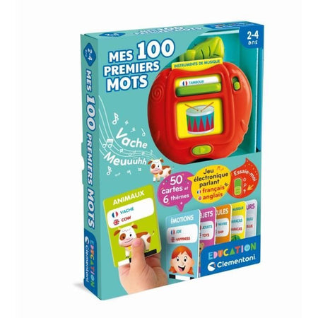 CLEMENTONI - Le mie prime 100 parole Bilingue - Giochi educativi - 2 modalità di gioco: Quiz e scoperta - Suoni e filastrocche