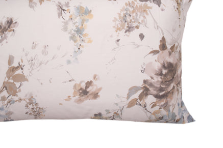 Completo letto lenzuola stampato stampa fantasia in raso di puro di cotone made in Italy MATRIMONIALE FIORI DIPINTI - Vanita di raso