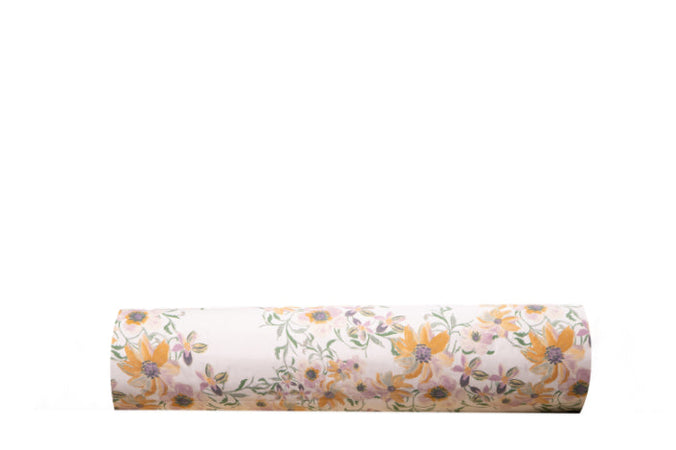 Completo letto lenzuola stampato stampa fantasia in raso di puro di cotone made in Italy MATRIMONIALE MAGNOLIE GIALLE - Vanita di raso