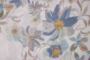 Completo letto lenzuola stampato stampa fantasia in raso di puro di cotone made in Italy MATRIMONIALE MAGNOLIE AZZURRO - Vanita di raso