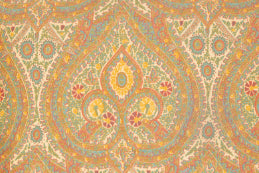 Completo letto lenzuola stampato stampa fantasia in raso di puro di cotone made in Italy MATRIMONIALE CACHEMIRE DORATO - Vanita di raso