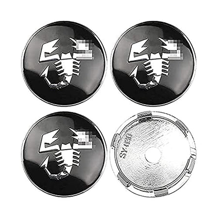 4 Tappi coprimozzo FIAT 500 ABARTH FIAT PUNTO Cerchi in Lega Coprimozzo da 60 mm Borchie NERO compatibili