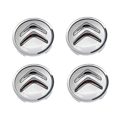 Set 4 Coprimozzo Compatibile Citroen Tappi 60mm Cromato Argento C1 C3 C4 C5 C6 DS3 Berlingo Jumpy Jumper