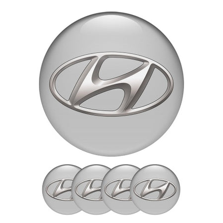 Set 4 Tappi Coprimozzo Borchie Grigio Argento Borchie 60mm Compatibili Hyundai Tucson Santafè Kona Azera Elantra Veloster