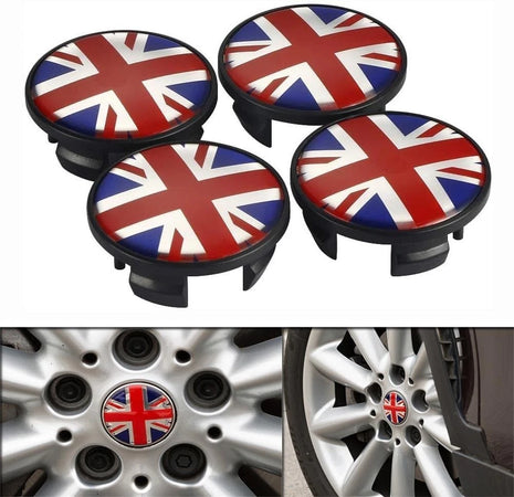 4 Coprimozzo Tappi MINI 54 mm Compatibile Mini COOPER ONE COUNTRYMAN BANDIERA JACK UK ROSSO