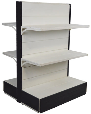 Scaffalatura da negozio in metallo centro stanza colore nero ghisa e bianco cm. 100x40x140h