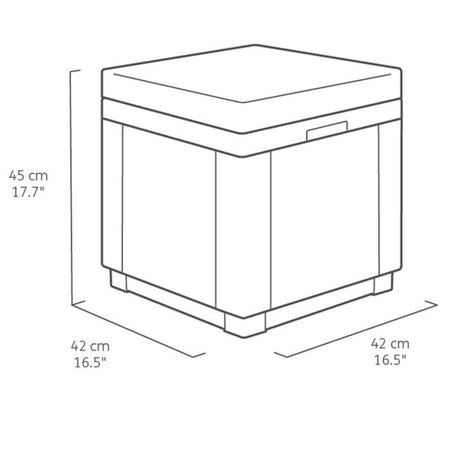 Tavolo Pouf ALLIBERT GARDEN con cuscino e contenitore integrato - Grafite in rattan intrecciato