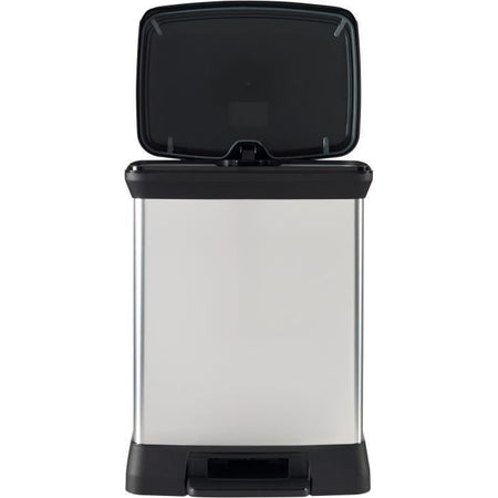 Pattumiera rettangolare - DECO BIN - CURVER - 50L - Design elegante - 39 x 29 x 51 cm - Grigio metallizzato