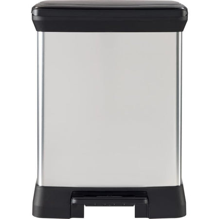 Pattumiera rettangolare - DECO BIN - CURVER - 50L - Design elegante - 39 x 29 x 51 cm - Grigio metallizzato