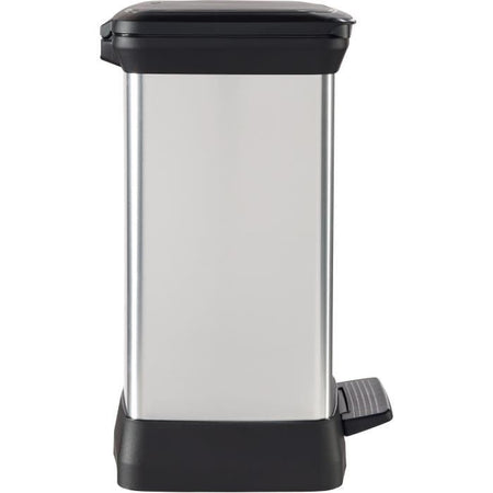 Pattumiera rettangolare - DECO BIN - CURVER - 50L - Design elegante - 39 x 29 x 51 cm - Grigio metallizzato