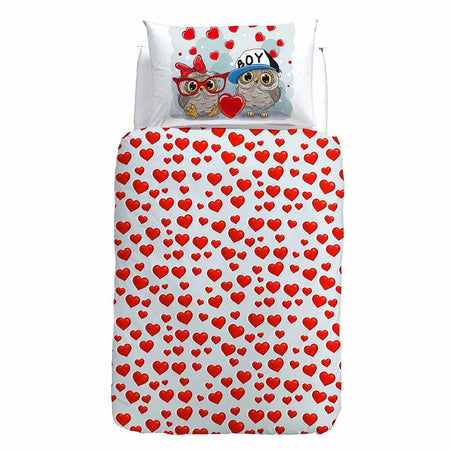 Caleffi Set Copripiumino per Letto Singolo 1 Posto Gufetti 1004456 S38 - Passarelli Biancheria