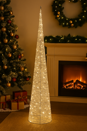 Albero decorativo cono in metallo con luci Led per decorazione natalizia
