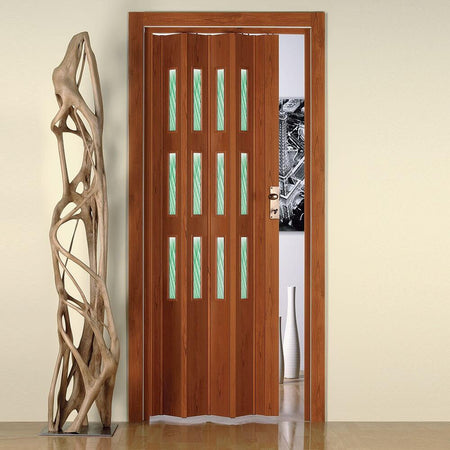 Porta a soffietto "Luciana con Vetri" da Interno 88,5 x h 214 cm in PVC "Made in Italy"