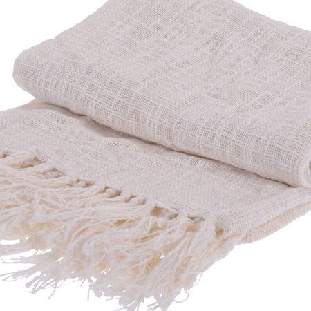 Coperta decorativa leggera morbida con frange in cotone per letto e divano 170 cm