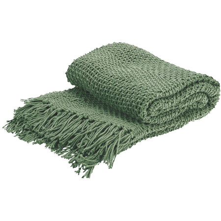 Coperta decorativa leggera trama larga con frange in cotone per letto e divano 170 cm