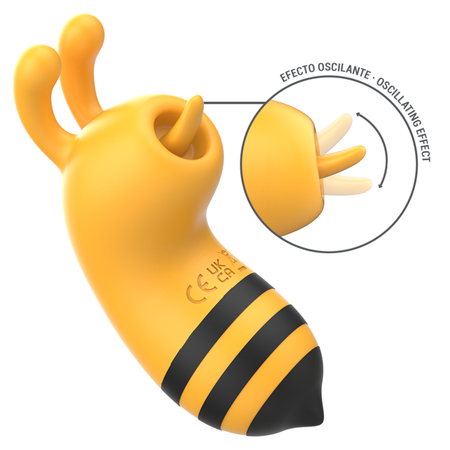 Vibratore stimolatore del clitoride a forma di ape vibrante in silicone con lingua oscillante