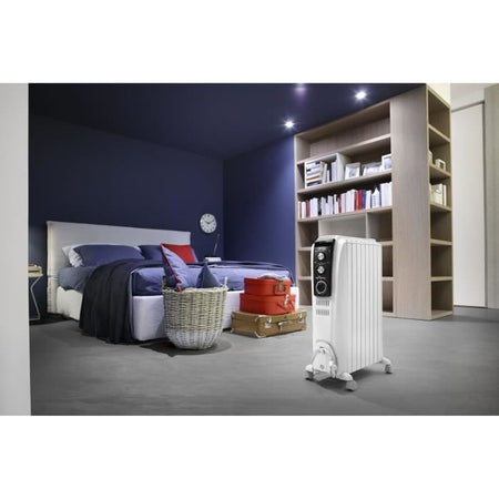 Radiatore a bagno d'olio Dragon4 DELONGHI - 2000W - 3 stadi di riscaldamento - Tecnologia Real Energy - Effetto camino