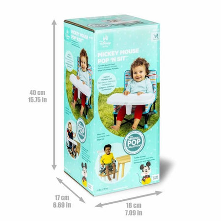DISNEY BABY rialzo per sedia Topolino, rialzo Pop 'n Sit, per interni ed esterni, pratico e compatto, chiusura rapida, blu