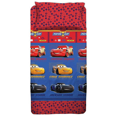 Completo lenzuola letto 1 piazza in cotone disney stampa cars
