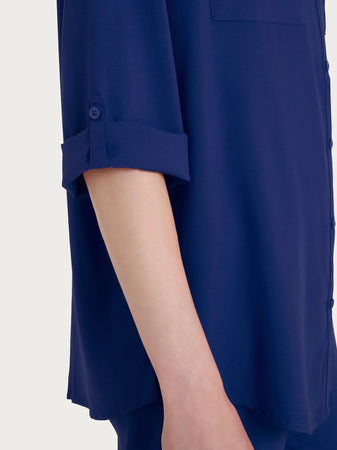 Ragno Camicia con collo alla coreana in EcoSeta DM64SI 2504S38