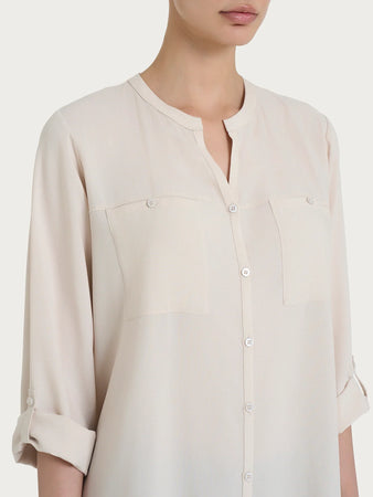 Ragno Camicia con collo alla coreana in EcoSeta DM64SI 2504S38