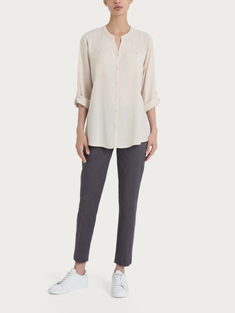 Ragno Camicia con collo alla coreana in EcoSeta DM64SI 2504S38