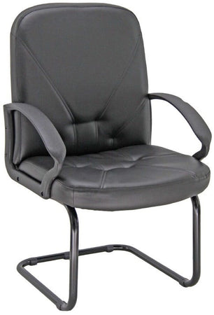 Poltroncina direzionale in ecopelle nera su slitta per ufficio
