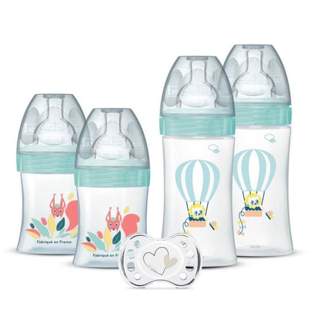 DODIE Set di 4 biberon con tettarella piatta anticolica (2x150 ml e 2x270 ml), + un ciuccio per il parto