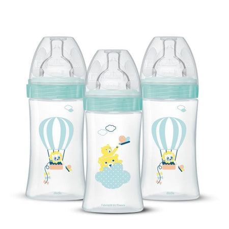Confezione da 3 biberon - DODIE - EB19 - 270 ml - Tettarella piatta - Verde