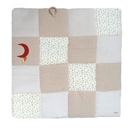 Tappeto gioco - DOMIVA - Honey Moon - Patchwork - Anello in legno e luna decorativa