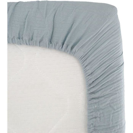 Lenzuolo con angoli fasciatoio - DOMIVA - 60x120 cm - Blu vintage - Garza di cotone