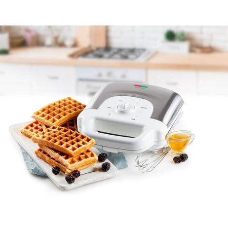 DOMO DO9222W - Piastra per waffle - 900W - 4x7 cm - Rivestimento antiaderente - Termostato regolabile - Chiusura di sicurezza