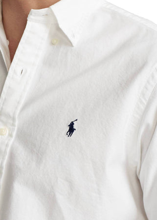 Ralph Lauren Camicia Uomo Button-down Tinta Unita Slim Fit Feather Weight Twill Camicia Polo Maniche Lunghe Pony Ricamato