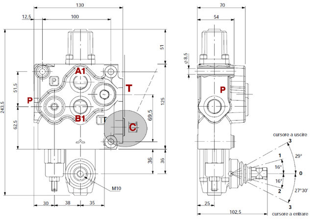 Distributore Walvoil SD11 a 1 leva semplice effetto - 70L