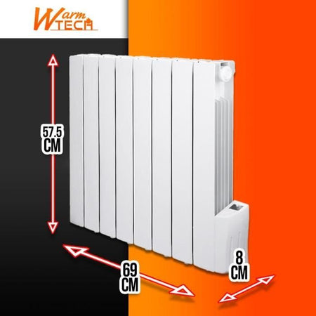 Radiatore elettrico a inerzia fluida - 1200W - WARM TECH - 230V - Fino a 50m3 - Bianco