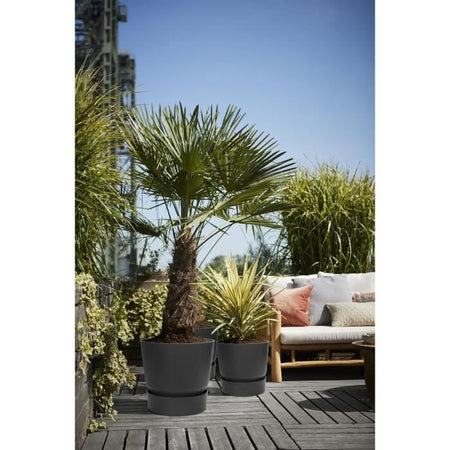 Vaso per fiori rotondo ELHO Greenville 40 - Esterno -  39 x H 36,8 cm - Nero vivente