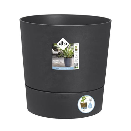 ELHO - Vaso da fiori - Greensense Aqua Care Round 35 - Grigio antracite - Interno/esterno - 34,5 x H 34,1 cm