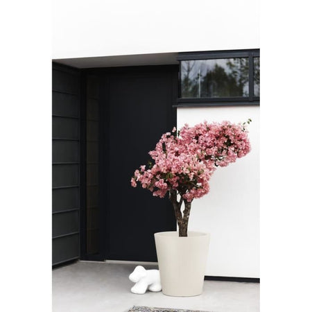 Vaso per fiori - ELHO - Pure Straight Round 50 - Bianco lino - L 50 x P 49,5 x H 51 cm - 100% riciclato