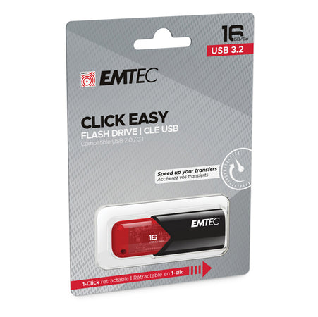 Emtec Memoria Usb B110 Usb3.2 Clickeasy 16Gb Rossa